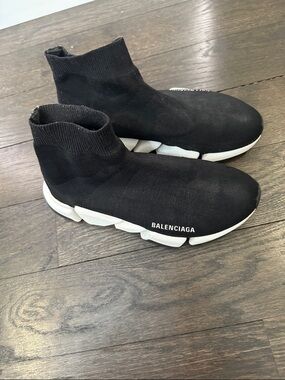 Balenciaga womans Black and White Sock-Style Speed Trainers